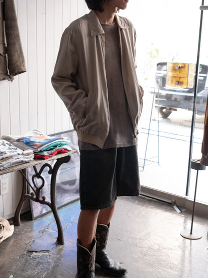 1990s EURO tops Silk Zip-up Blouson