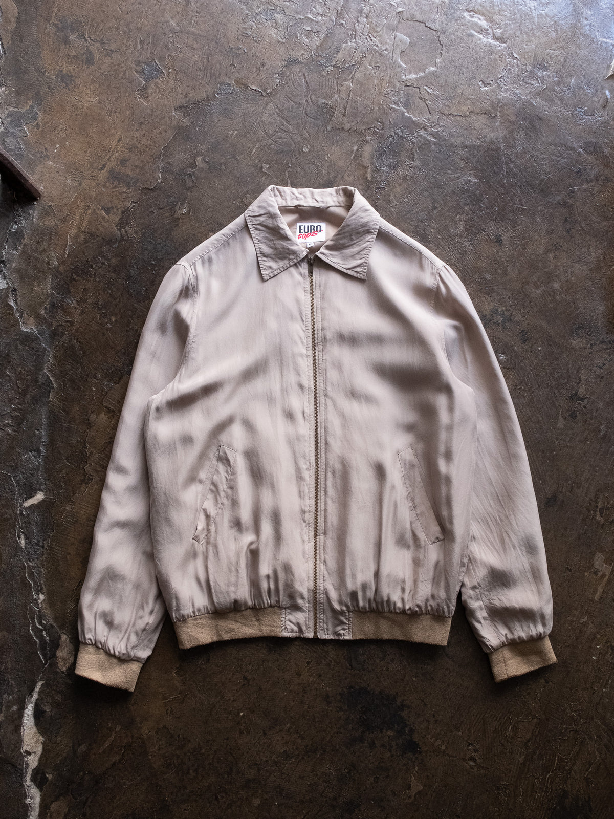 1990s EURO tops Silk Zip-up Blouson