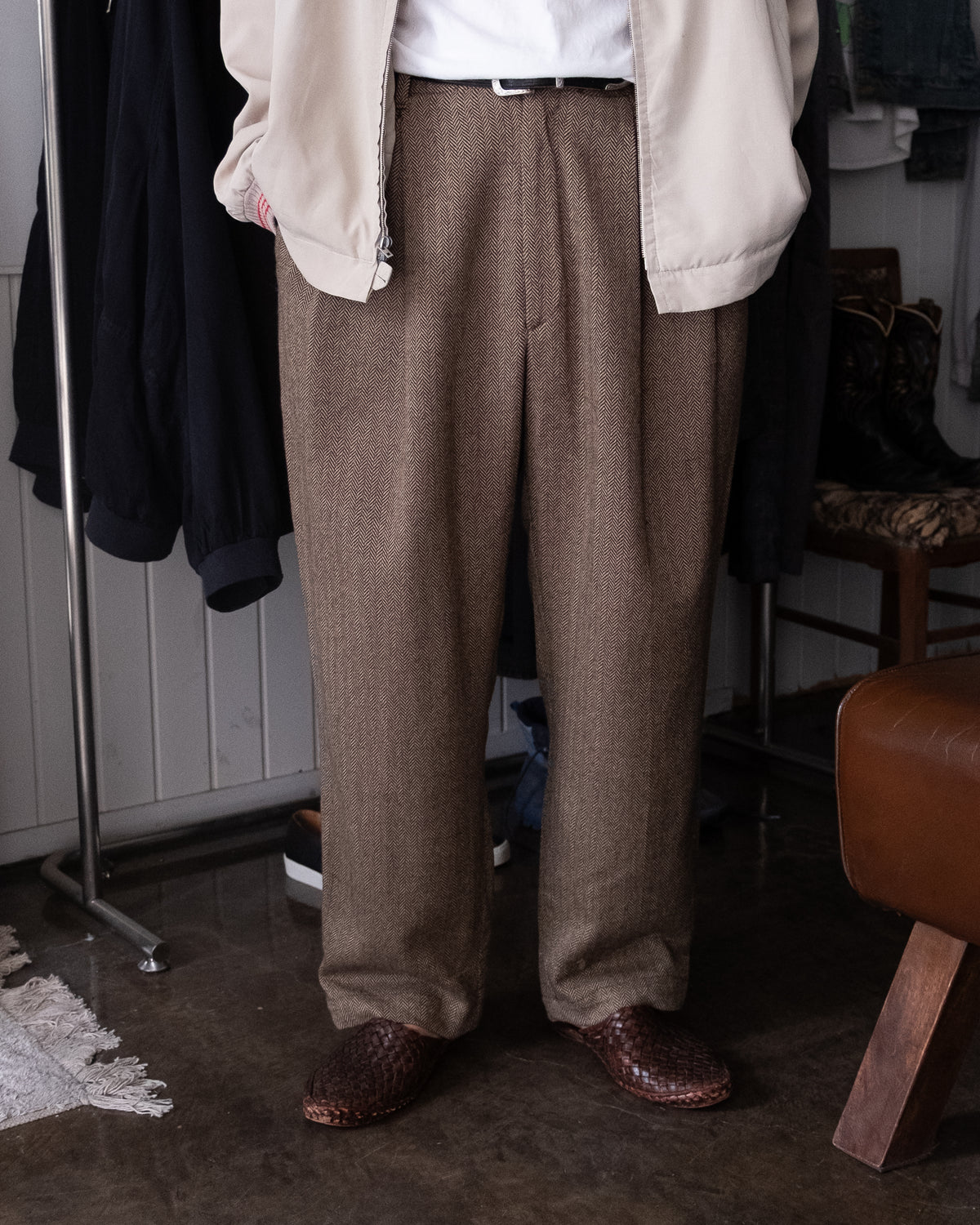 1980a-90s Herringbone Tuck Slacks Made in USA